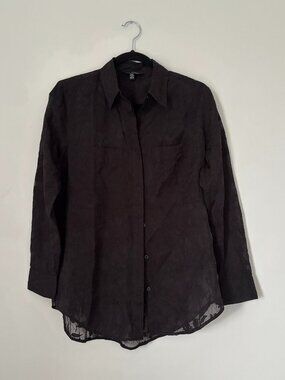Club Monaco Floral Lace Black Button-up Blouse Women's Size XS